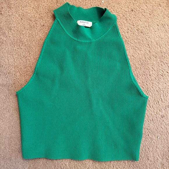 Kelly Green Sculpt Knit Mockneck Halter Top - Picture 5 of 6